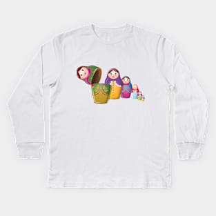 Wooden Russian Dolls Kids Long Sleeve T-Shirt